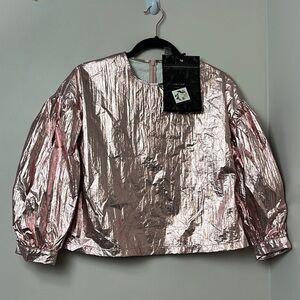 Caroline Bosmans pink metallic top NWT